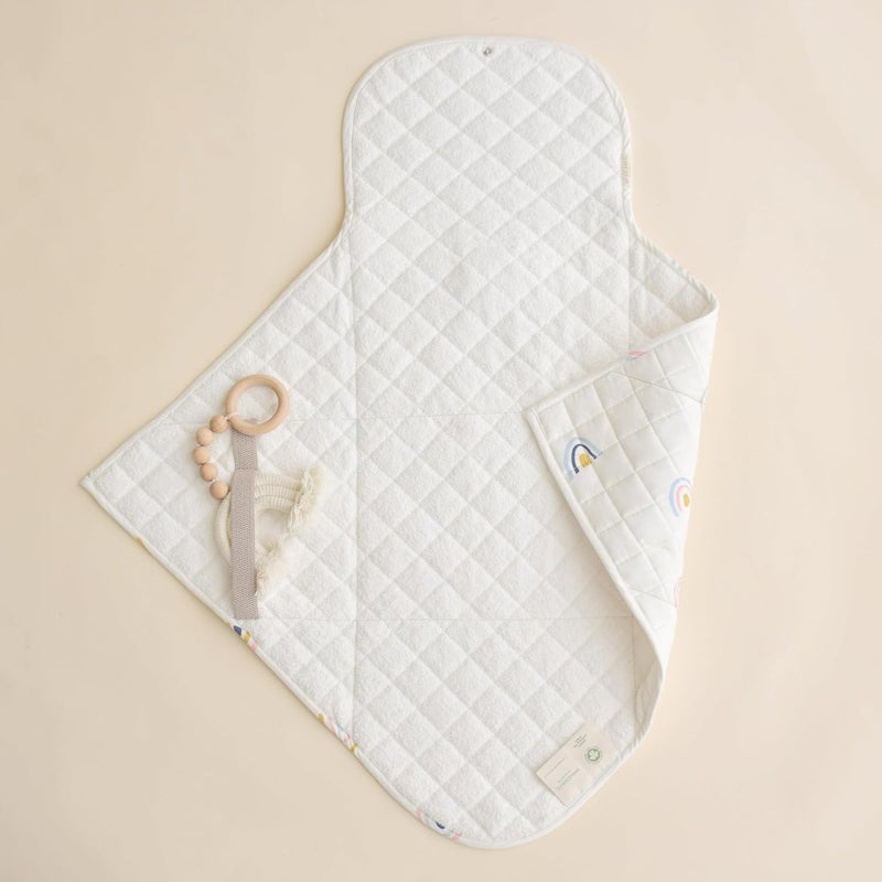 MakeMake Organics Organic Portable Changing Pad GOTS Certified Organic Cotton Fill Portable Diaper Changing Mat Diaper Clutch Changing Station Kit Compact Travel Pad (33"x34", Rainbow) - Image 4